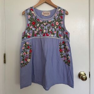 Embroidered Floral Sleeveless Blouse